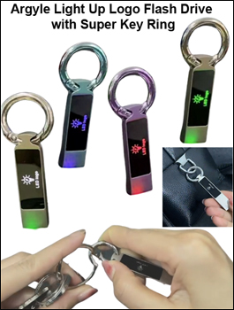 Argyle Light Up Logo Flash Drive with Super Key Ring